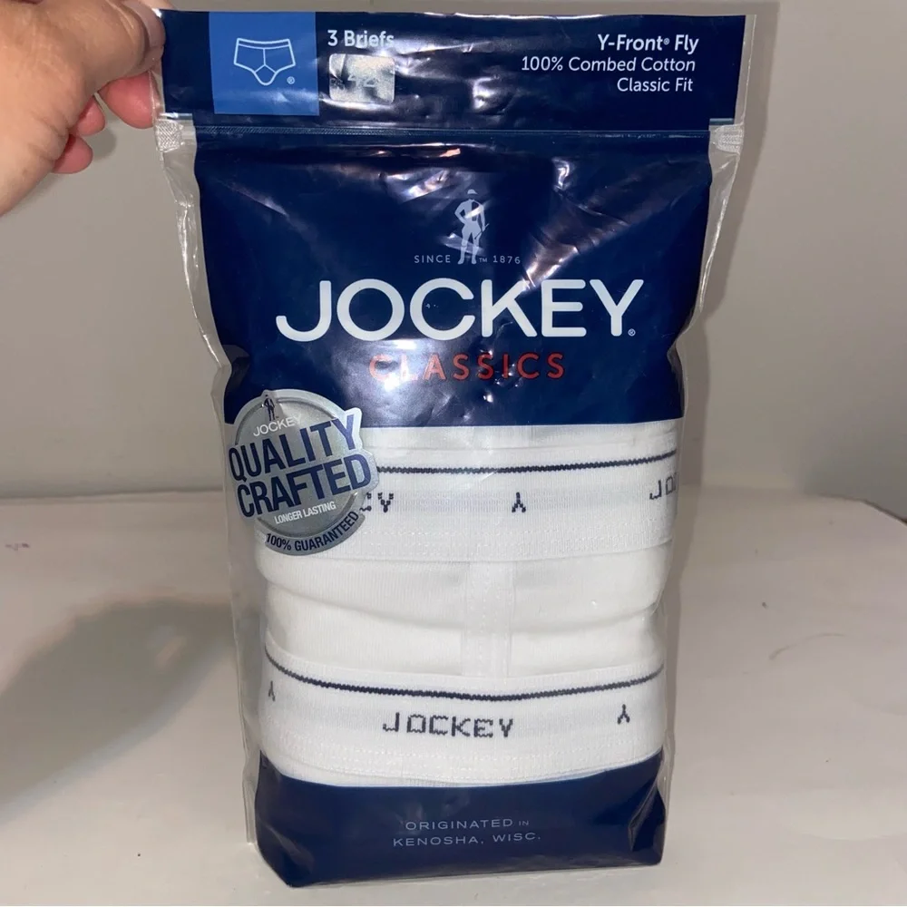 Jockey Classics Full Rise Briefs Mens 42 Diamond White Y-Front Fly Set of 3 New
